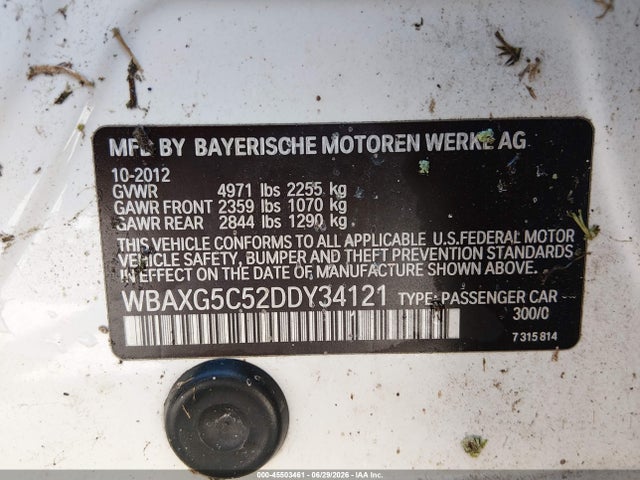 2013 Bmw 528i მანქანა იყიდება აუქციონზე, vin: WBAXG5C52DDY34121, აუქციონის ნომერი: 45503461