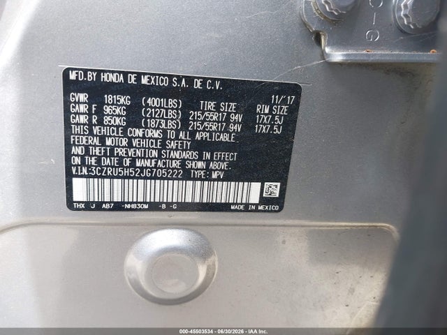 Honda HR-V EX 2018 3CZRU5H52JG705222 Image 9