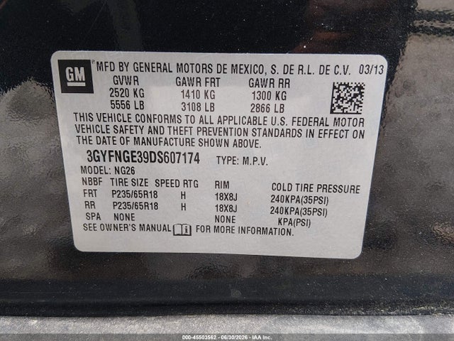 Продажа на аукционе авто 2013 Cadillac Srx Luxury Collection, vin: 3GYFNGE39DS607174, номер лота: 45503562