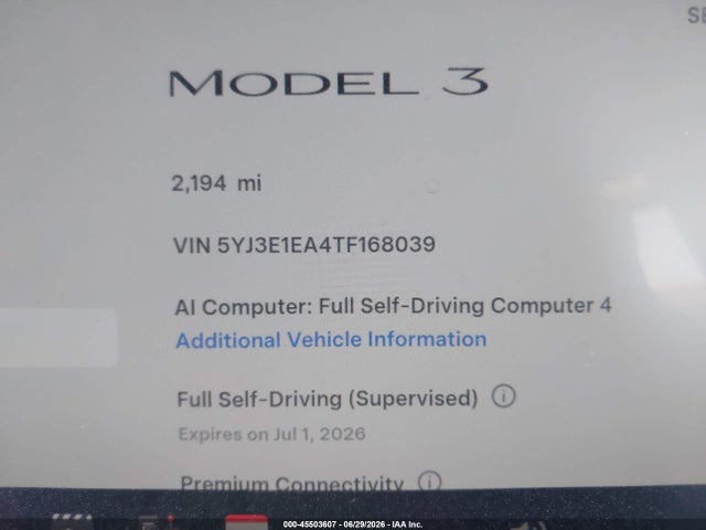 Продажа на аукционе авто 2026 Tesla Model 3 Premium Rear-wheel Drive/rear-wheel Drive, vin: 5YJ3E1EA4TF168039, номер лота: 45503607