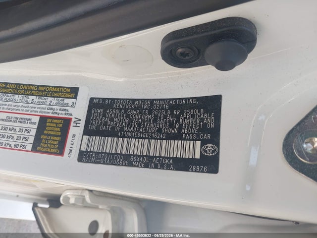 Aukcja sprzedaży 2016 Toyota Avalon Xle Premium, vin: 4T1BK1EB4GU216242, numer aukcji: 45503632