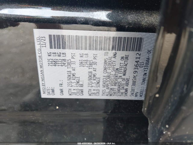 2023 Nissan Rogue Sv Intelligent Awd მანქანა იყიდება აუქციონზე, vin: 5N1BT3BB5PC936412, აუქციონის ნომერი: 45503684