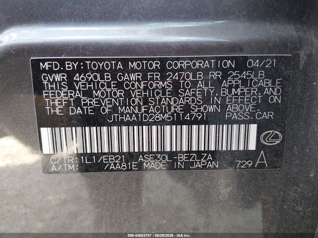 Lexus IS 300 2021 JTHAA1D28M5114791 Image 9