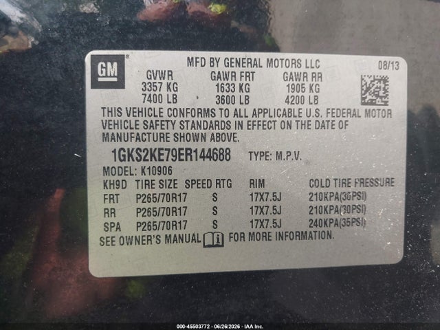 Aukcja sprzedaży 2014 Gmc Yukon Xl 1500 Slt, vin: 1GKS2KE79ER144688, numer aukcji: 45503772