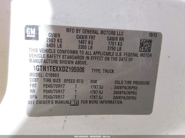 Продажа на аукционе авто 2013 Gmc Sierra 1500 Work Truck, vin: 1GTN1TEXXDZ195908, номер лота: 45503838