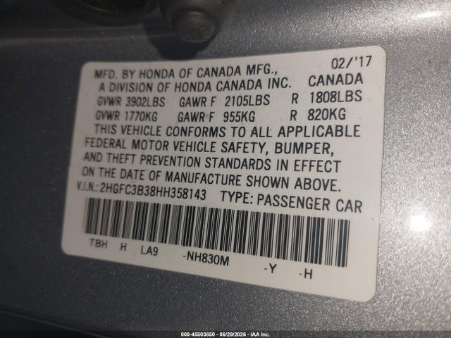 Honda Civic Ex-t 2017 2HGFC3B38HH358143 Image 9