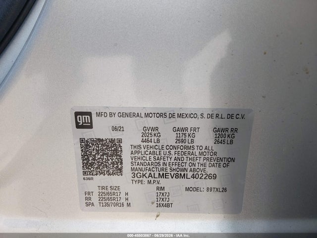 Продаж на аукціоні авто 2021 Gmc Terrain Fwd Sle, vin: 3GKALMEV8ML402269, номер лоту: 45503867