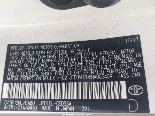 Toyota Mirai 2017 JTDBVRBD8HA003409 Image 9