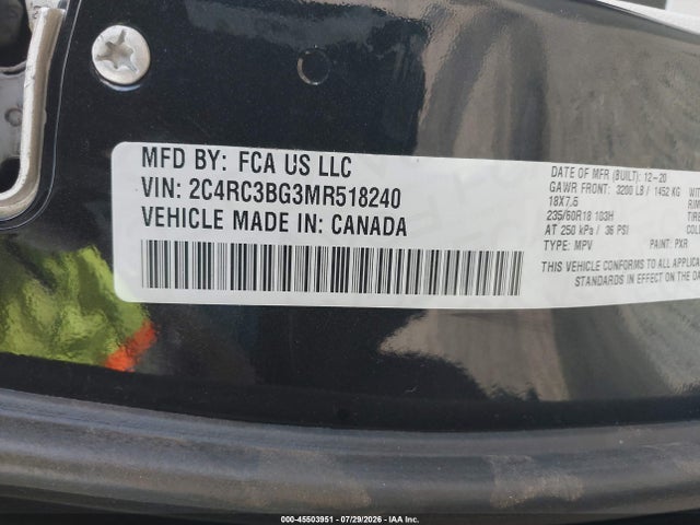Продажа на аукционе авто 2021 Chrysler Pacifica Touring L Awd, vin: 2C4RC3BG3MR518240, номер лота: 45503951