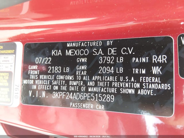 Aukcja sprzedaży 2023 Kia Forte Lxs, vin: 3KPF24AD6PE515289, numer aukcji: 45504002