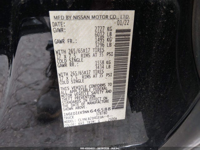 Nissan Frontier 2022 1N6ED1EK9NN646588 Image 22