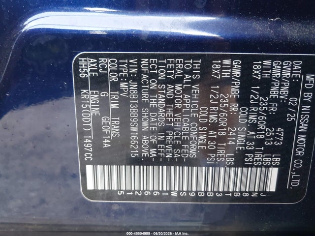 JN8BT3BB9SW166215 Nissan Rogue Sv Intelligent Awd