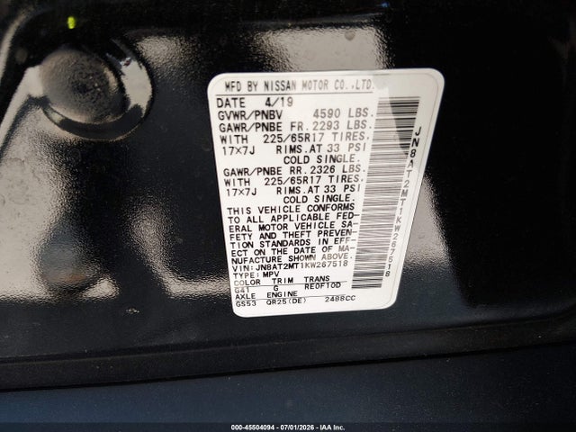 JN8AT2MT1KW267518 Nissan ROGUE S