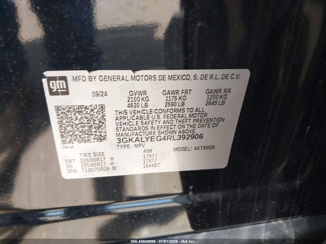 45504096 :رقم المزاد ، 3GKALYEG4RL392906 vin ، 2024 Gmc Terrain Awd At4 مزاد بيع