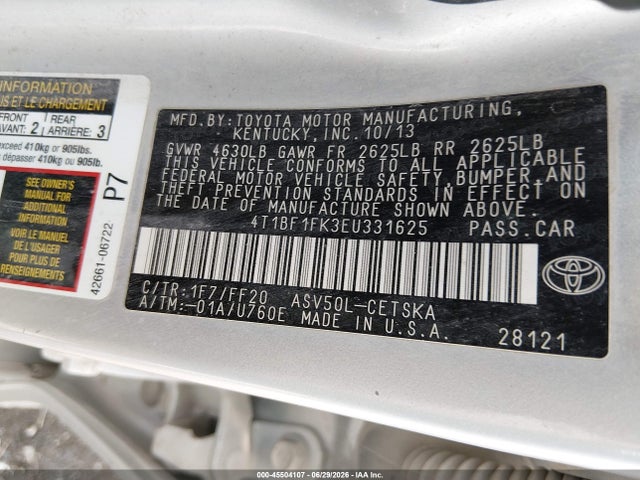 Продаж на аукціоні авто 2014 Toyota Camry Se, vin: 4T1BF1FK3EU331625, номер лоту: 45504107