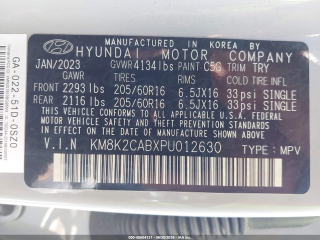 Hyundai Kona Se 2023 KM8K2CABXPU012630 Image 9