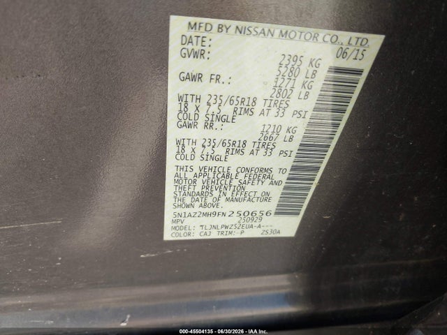 Nissan MURANO S 2015 5N1AZ2MH9FN250656 Image 9