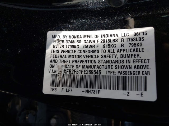 Honda Civic Lx 2015 19XFB2F51FE269546 Image 9