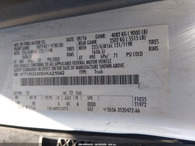 1FTYR3XM5HKA21042 Ford Transit T-250