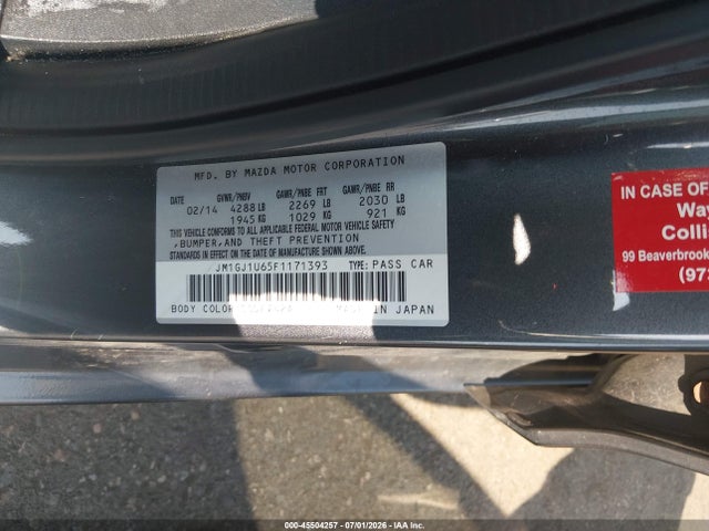 Aukcja sprzedaży 2015 Mazda Mazda6 I Sport, vin: JM1GJ1U65F1171393, numer aukcji: 45504257