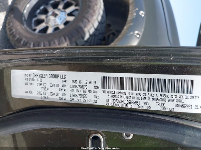 45504273 :رقم المزاد ، 3D73Y3HL1BG635951 vin ، 2011 Ram Ram 3500 Laramie Longhorn مزاد بيع