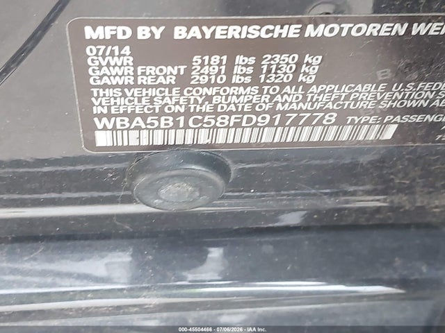BMW 535i 2015 WBA5B1C58FD917778 Image 9
