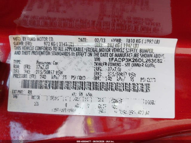 Продажа на аукционе авто 2013 Ford Focus Se, vin: 1FADP3K26DL263682, номер лота: 45504477