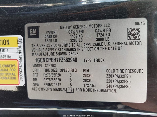 1GCNCPEH7FZ363940 Chevrolet Silverado 1500 Work Truck