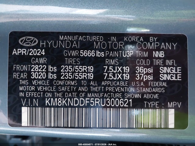 Aukcja sprzedaży 2024 Hyundai Ioniq 5 Sel, vin: KM8KNDDF5RU300621, numer aukcji: 45504571