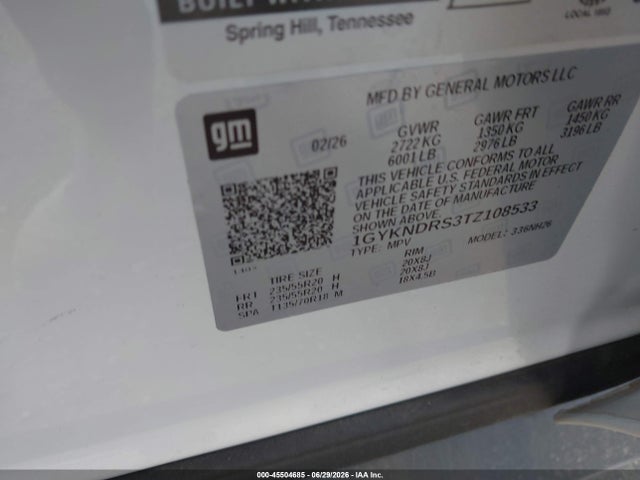 1GYKNDRS3TZ108533 Cadillac Xt5 Premium Luxury Awd