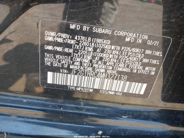 Subaru Crosstrek Sport 2021 JF2GTHRC4MH327138 Image 9