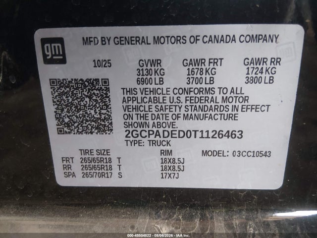 2GCPADED0T1126463 Chevrolet Silverado 1500 2wd Short Bed Rst