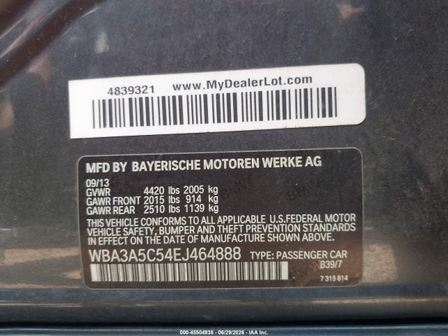 Aukcja sprzedaży 2014 Bmw 328i, vin: WBA3A5C54EJ464888, numer aukcji: 45504938