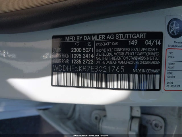 Aukcja sprzedaży 2014 Mercedes-benz E 350, vin: WDDHF5KB7EB021765, numer aukcji: 45504959
