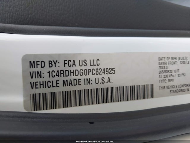 2023 Dodge Durango Gt Plus Rwd მანქანა იყიდება აუქციონზე, vin: 1C4RDHDG0PC624925, აუქციონის ნომერი: 45505000