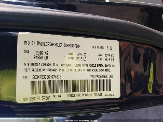 Продаж на аукціоні авто 2006 Chrysler 300 Touring, vin: 2C3KA53G36H474819, номер лоту: 45505028