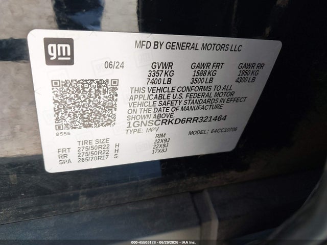 1GNSCRKD6RR321464 Chevrolet Tahoe 2wd Rst