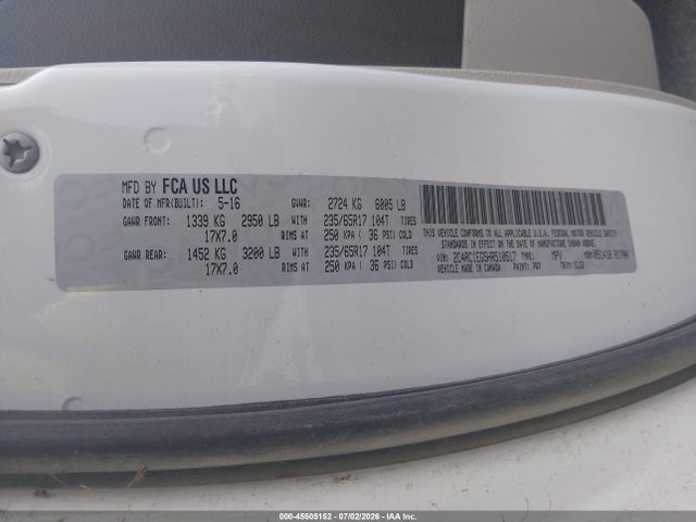 Продажа на аукционе авто 2017 Chrysler Pacifica Touring-l Plus, vin: 2C4RC1EG5HR510517, номер лота: 45505152
