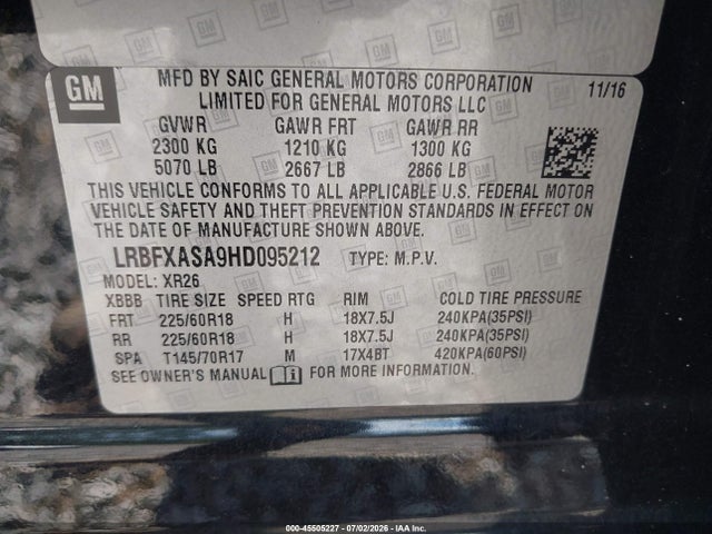 Продаж на аукціоні авто 2017 Buick Envision Preferred, vin: LRBFXASA9HD095212, номер лоту: 45505227