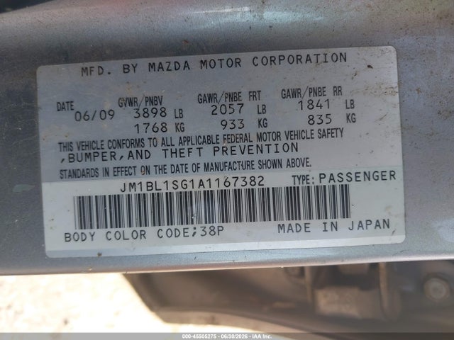 Продажа на аукционе авто 2010 Mazda Mazda3 I Sport, vin: JM1BL1SG1A1167382, номер лота: 45505275
