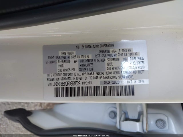 Aukcja sprzedaży 2024 Mazda Cx-5 2.5 S Premium Plus, vin: JM3KFBEM9R0361522, numer aukcji: 45505306