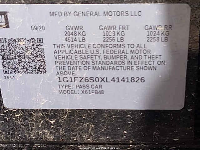1G1FZ6S0XL4141826 Chevrolet Bolt Ev Fwd Premier