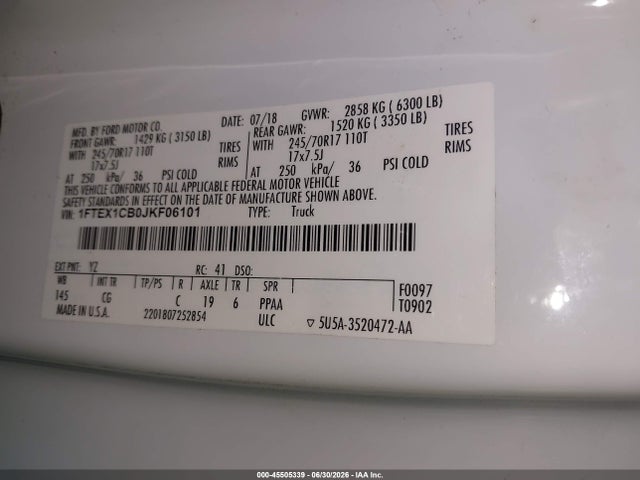 Ford F-150 Xl 2018 1FTEX1CB0JKF06101 Image 9
