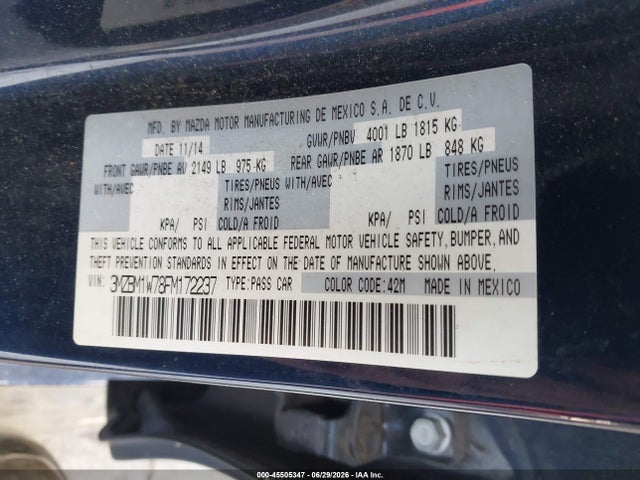 Aukcja sprzedaży 2015 Mazda Mazda3 I Grand Touring, vin: 3MZBM1W78FM172237, numer aukcji: 45505347