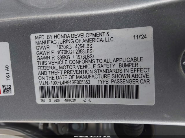 19XFL4H94SE005353 Honda Civic Hybrid Sport Touring