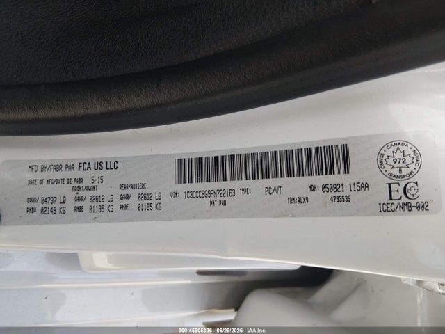 Aukcja sprzedaży 2015 Chrysler 200 S, vin: 1C3CCCbg9fn722163, numer aukcji: 45505396
