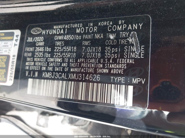 Aukcja sprzedaży 2021 Hyundai Tucson Ultimate, vin: KM8J3CALXMU314626, numer aukcji: 45505445