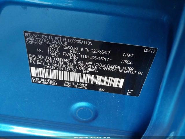 JTMRJREV4HD137153 Toyota Rav4 Hybrid Xle