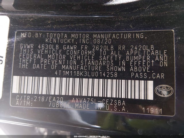 4T1M11BK3LU014258 Toyota Camry Se Awd