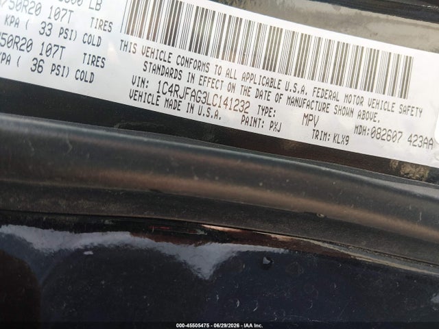 1C4RJFAG3LC141232 Jeep Grand Cherokee Altitude 4x4